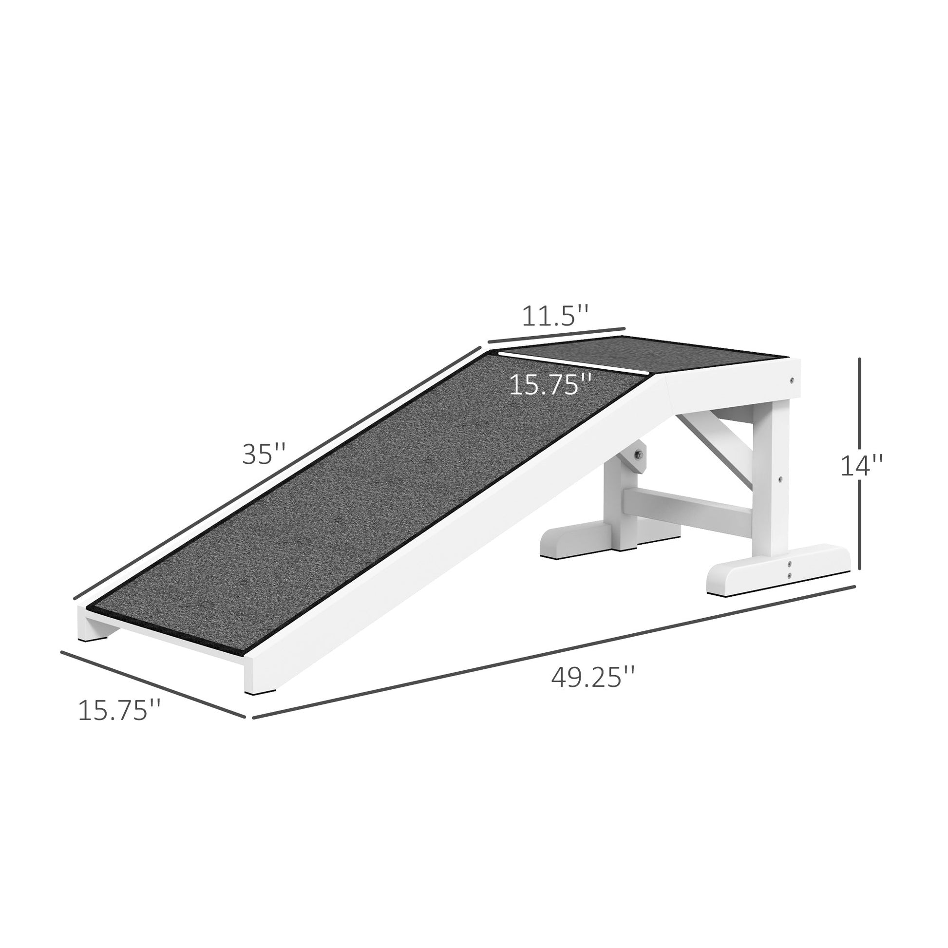 49 Pet Ramp For Dogs  Cats With Non-Slip Carpet, White Pets Fashion