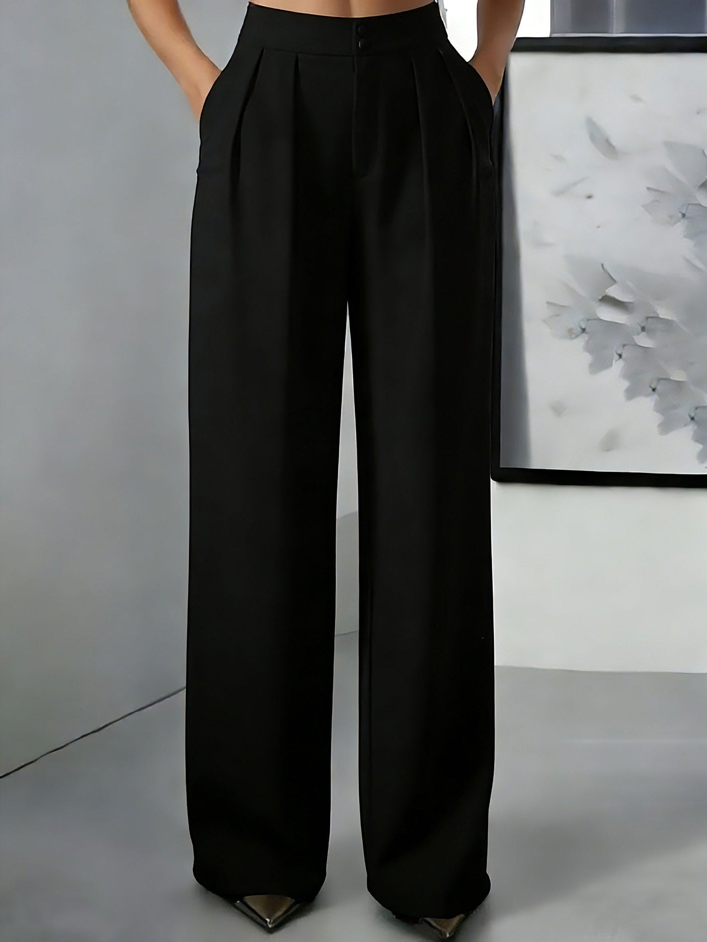 Straight-leg Minimalist Suit Slim-fit Elastic-waist Pants For Women NorixaFashion.com