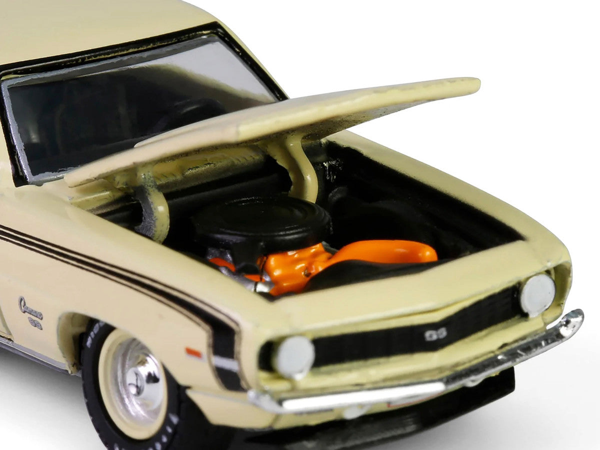 1969 Chevrolet Camaro SS 396 Butternut Yellow with Black Stripes "Barrett-Jackson" Series 15 1/64 Diecast Model Car by Greenlight LuxuryLifeWay Online Store