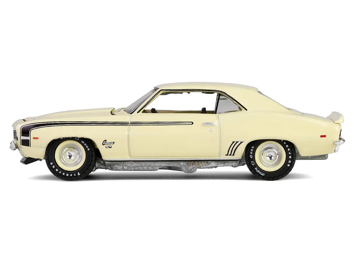 1969 Chevrolet Camaro SS 396 Butternut Yellow with Black Stripes "Barrett-Jackson" Series 15 1/64 Diecast Model Car by Greenlight LuxuryLifeWay Online Store