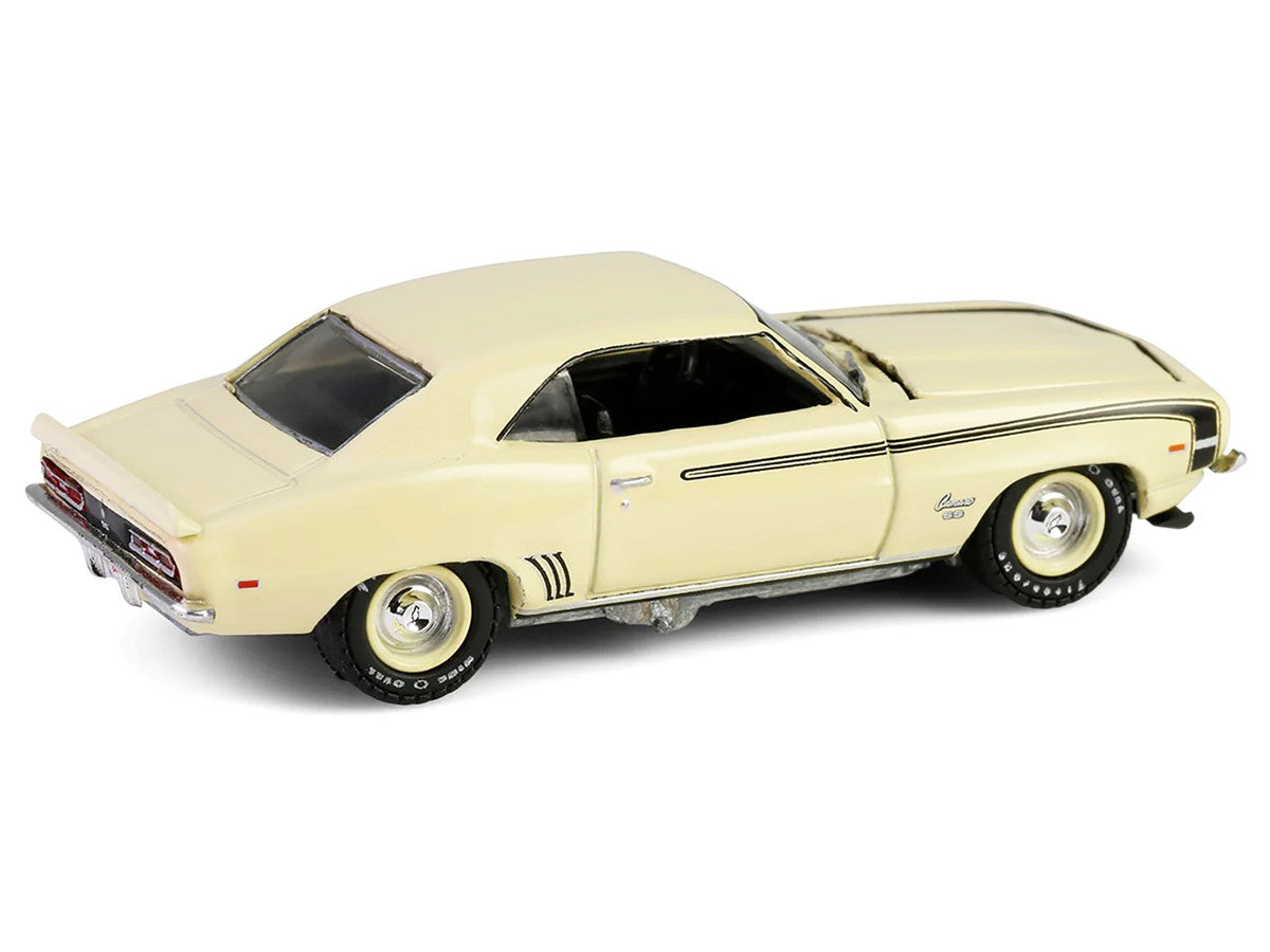 1969 Chevrolet Camaro SS 396 Butternut Yellow with Black Stripes "Barrett-Jackson" Series 15 1/64 Diecast Model Car by Greenlight LuxuryLifeWay Online Store
