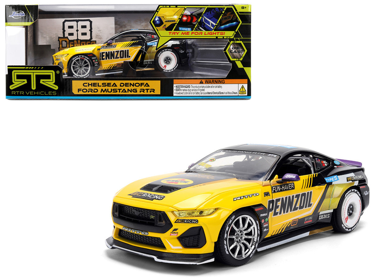 Ford Mustang RTR #88 Chelsea Denofa "Pennzoil" "Formula Drift PRO Championship" (2025) with Lights "RTR Vehicles" Series 1/24 Diecast Model Car by Jada LuxuryLifeWay Online Store