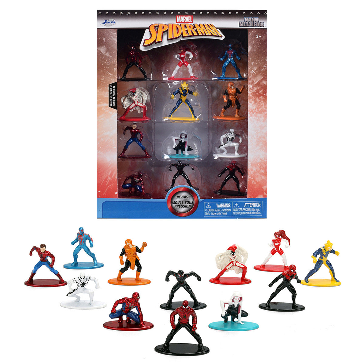 Set of 12 Diecast Figures "Spider-Man" Franchise "Nano Metalfigs" Series Diecast Models  by Jada LuxuryLifeWay Online Store