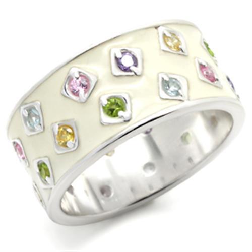 37405 - High-Polished 925 Sterling Silver Ring with AAA Grade CZ  in Multi Color LuxuryLifeWay Online Store