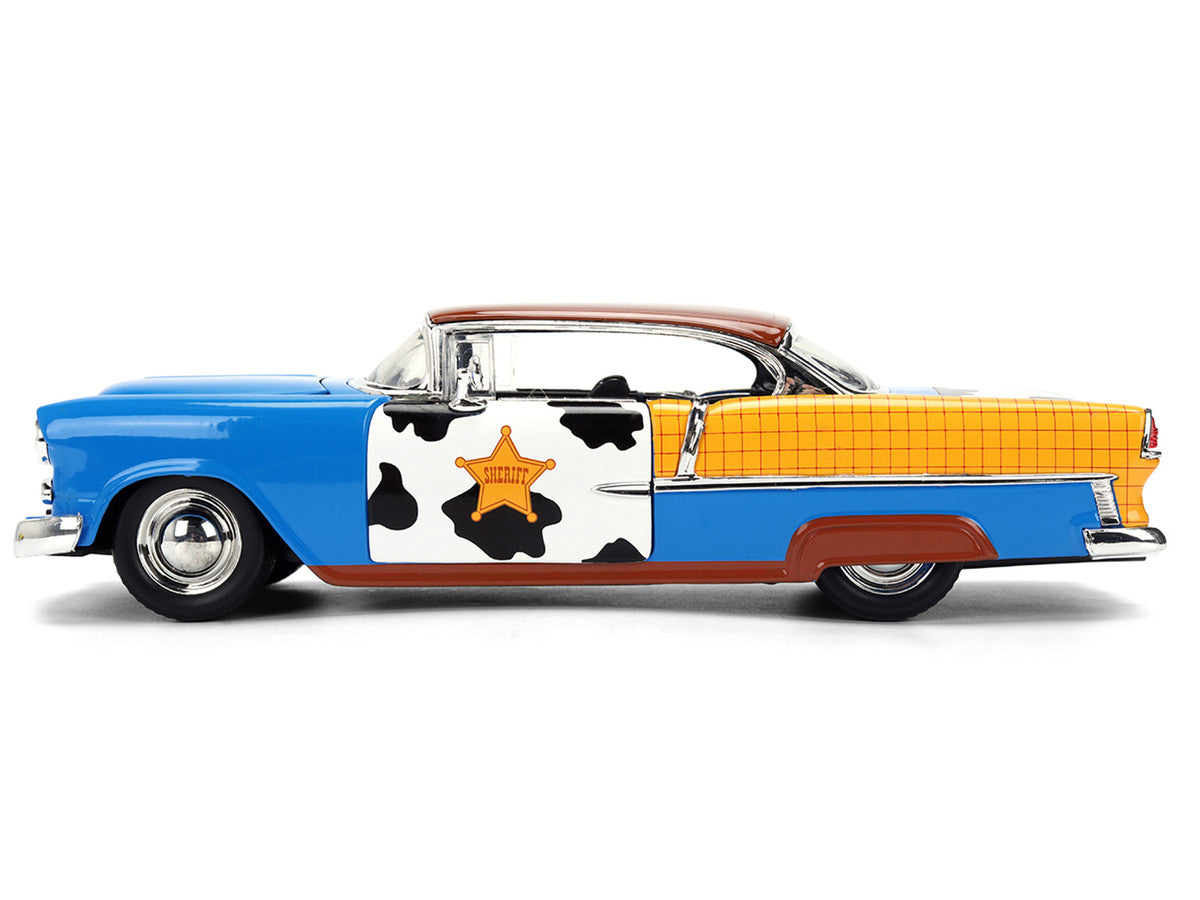 1955 Chevrolet Bel Air Blue with Graphics and Woody Diecast Figure "Toy Story" Franchise "Hollywood Rides" Series 1/24 Diecast Model Car by Jada LuxuryLifeWay Online Store