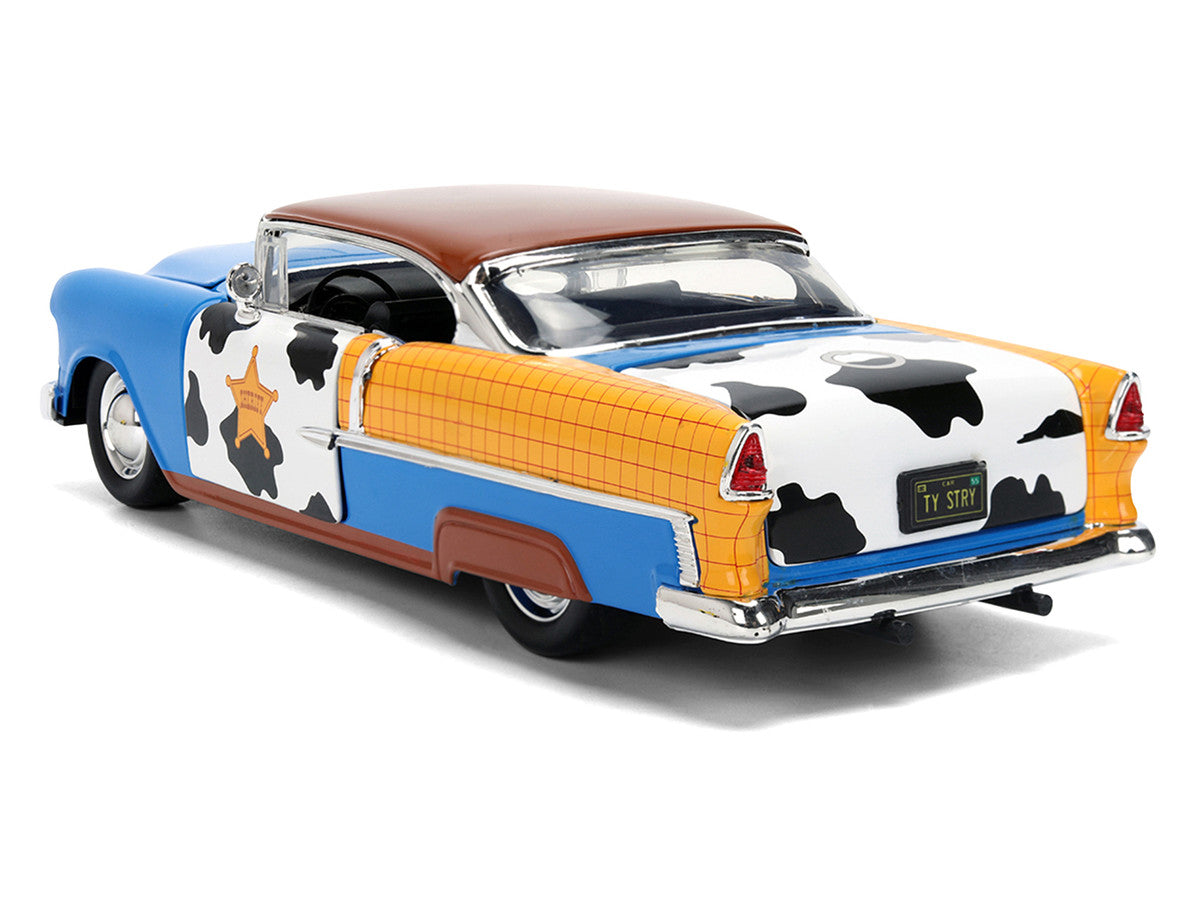 1955 Chevrolet Bel Air Blue with Graphics and Woody Diecast Figure "Toy Story" Franchise "Hollywood Rides" Series 1/24 Diecast Model Car by Jada LuxuryLifeWay Online Store