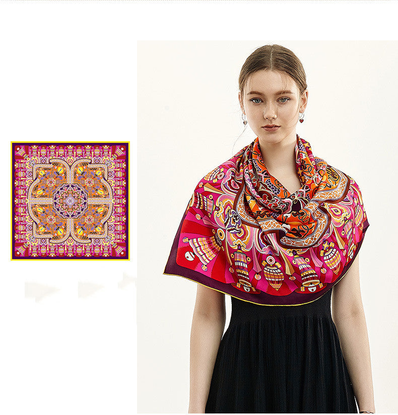 Elegant Silk Square Scarf NorixaFashion.com