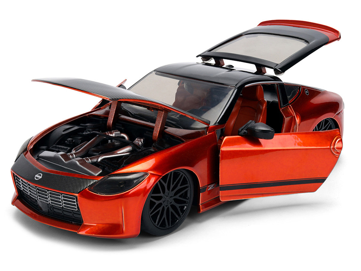 2023 Nissan Z Orange Metallic with Carbon Hood and Black Top "JDM Tuners" Series 1/24 Diecast Model Car by Jada LuxuryLifeWay Online Store