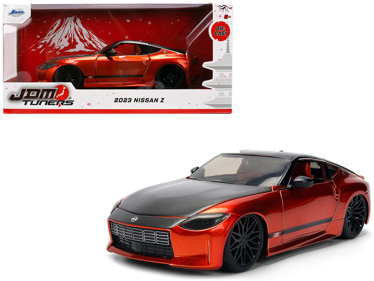 2023 Nissan Z Orange Metallic with Carbon Hood and Black Top "JDM Tuners" Series 1/24 Diecast Model Car by Jada LuxuryLifeWay Online Store