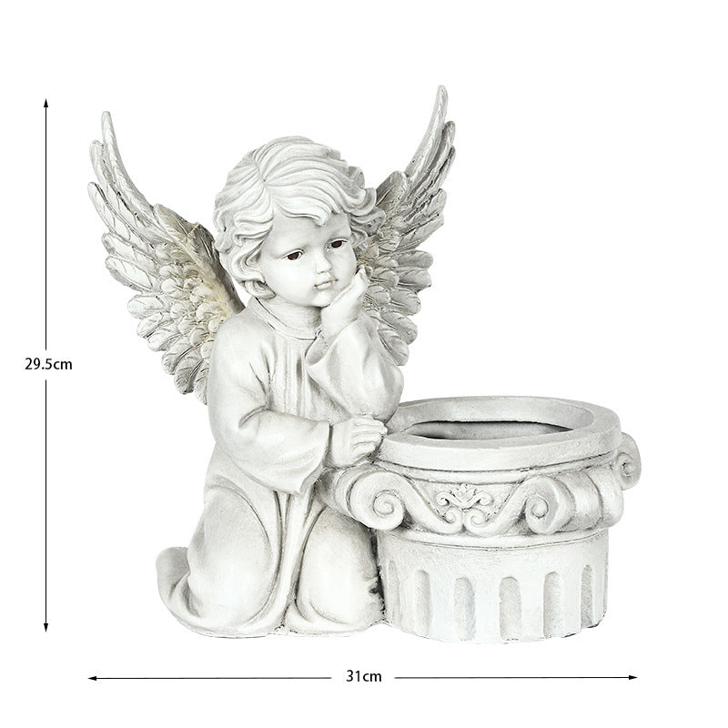 Garden Decoration Angel Flower Cylinder Sculpture PearlNestDecor.com