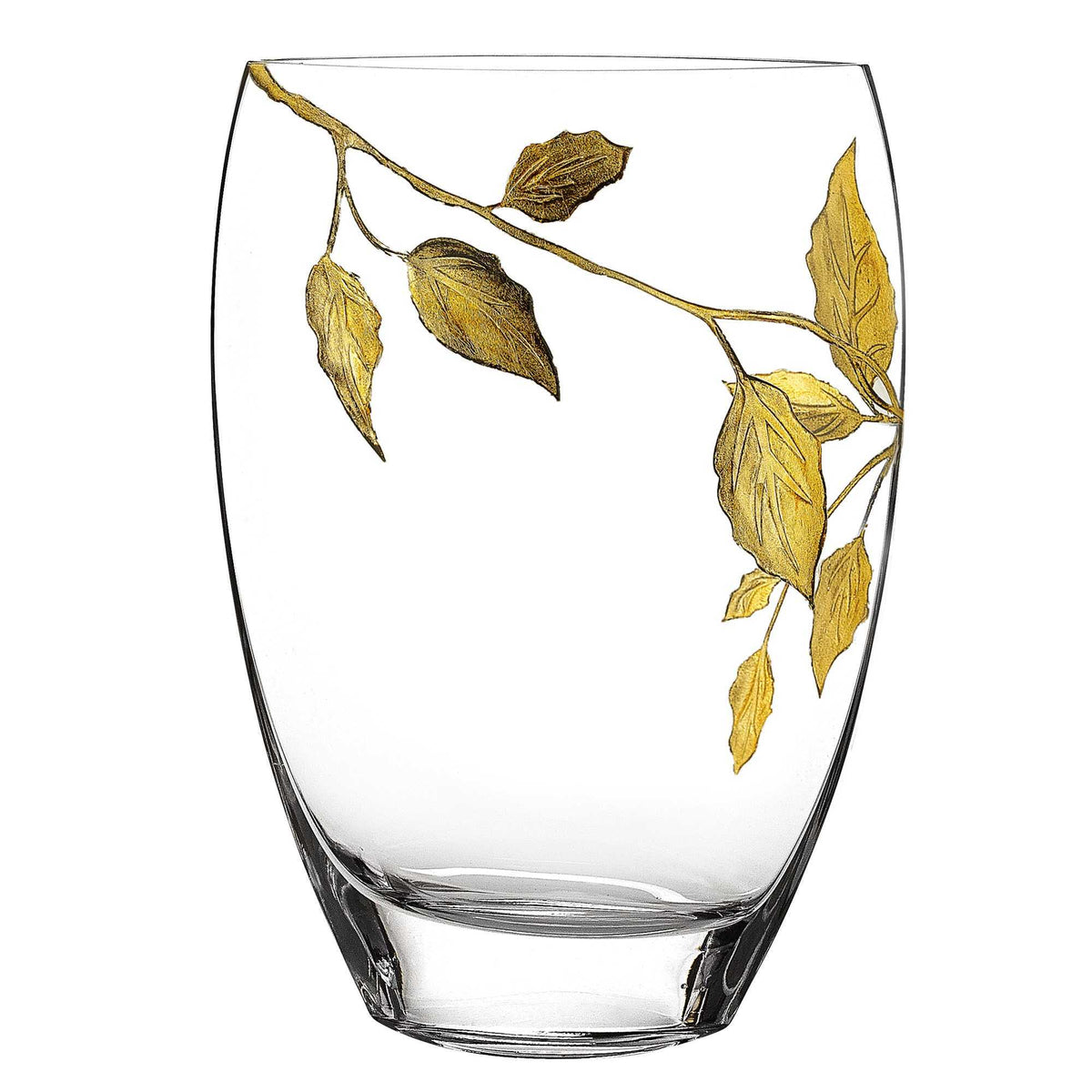 12 Mouth Blown Hand Decorated With Gold Leaves Vase LuxuryLifeWay Online Store