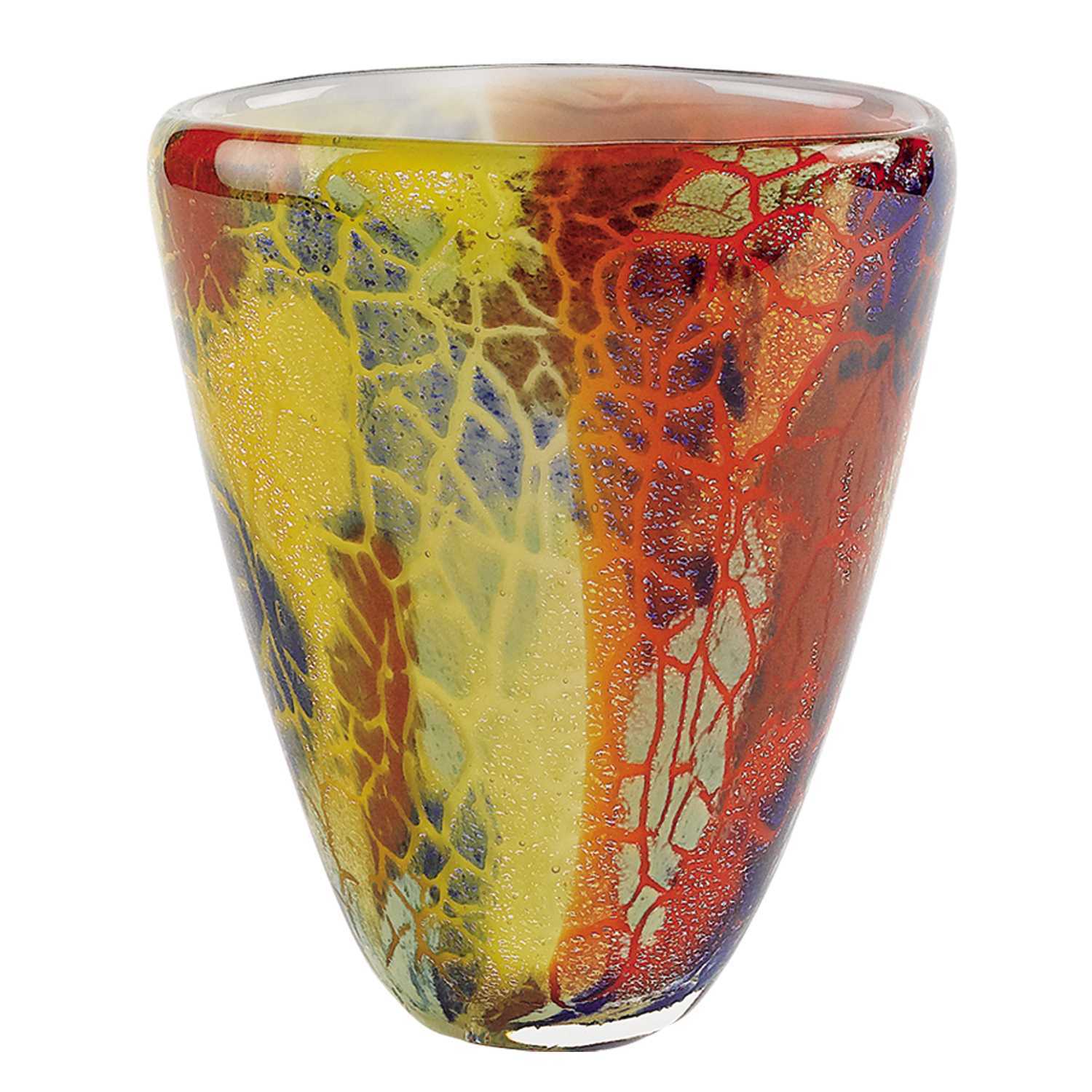 8" Orange Red and Yellow Murano Glass Abstract Oval Table Vase LuxuryLifeWay Online Store