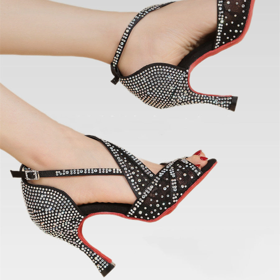 Diamond-Embedded Latin Dancing Shoes Women's Adult LadyShow.Store