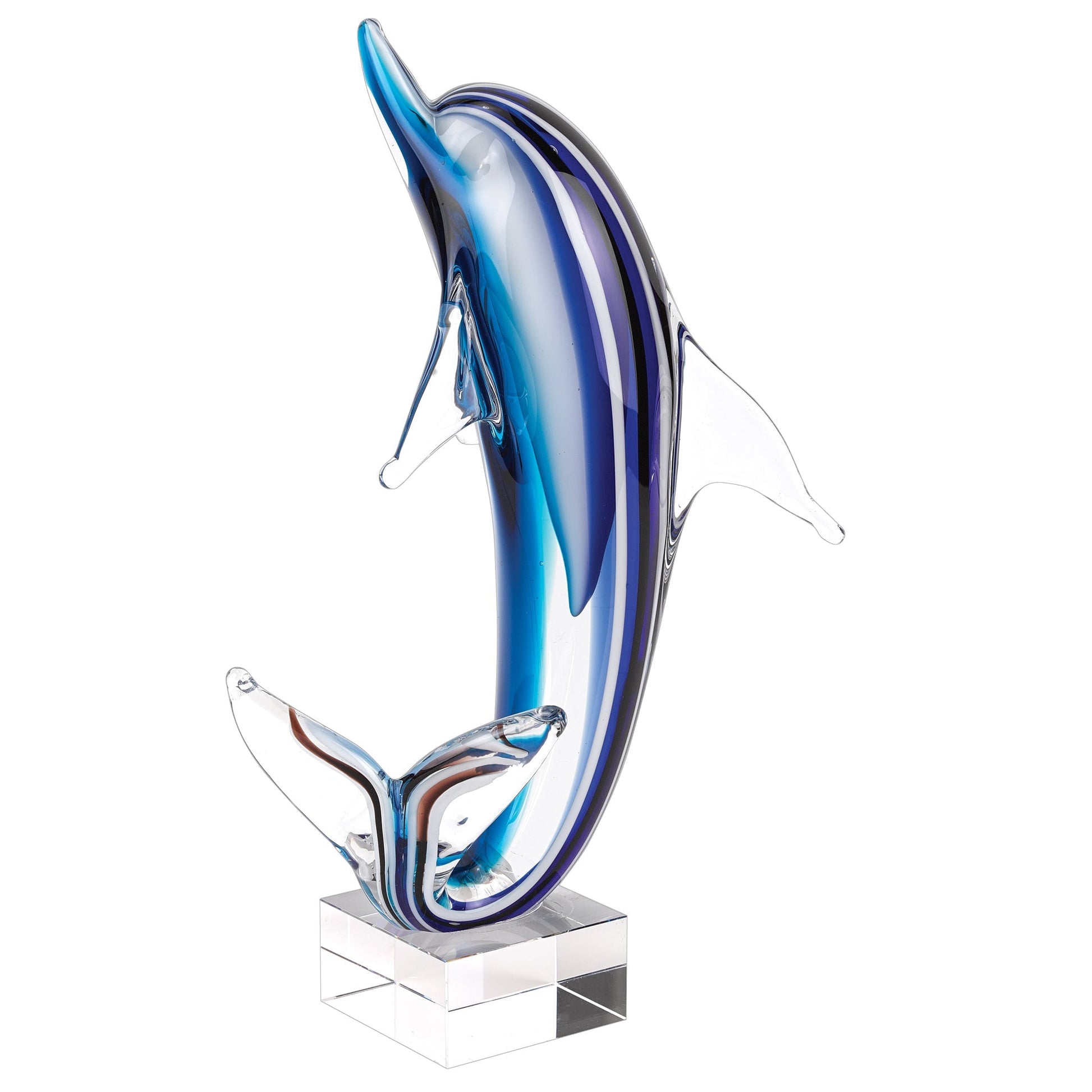 14" Blue Murano Glass Dolphin Figurine Tabletop Sculpture LuxuryLifeWay Online Store