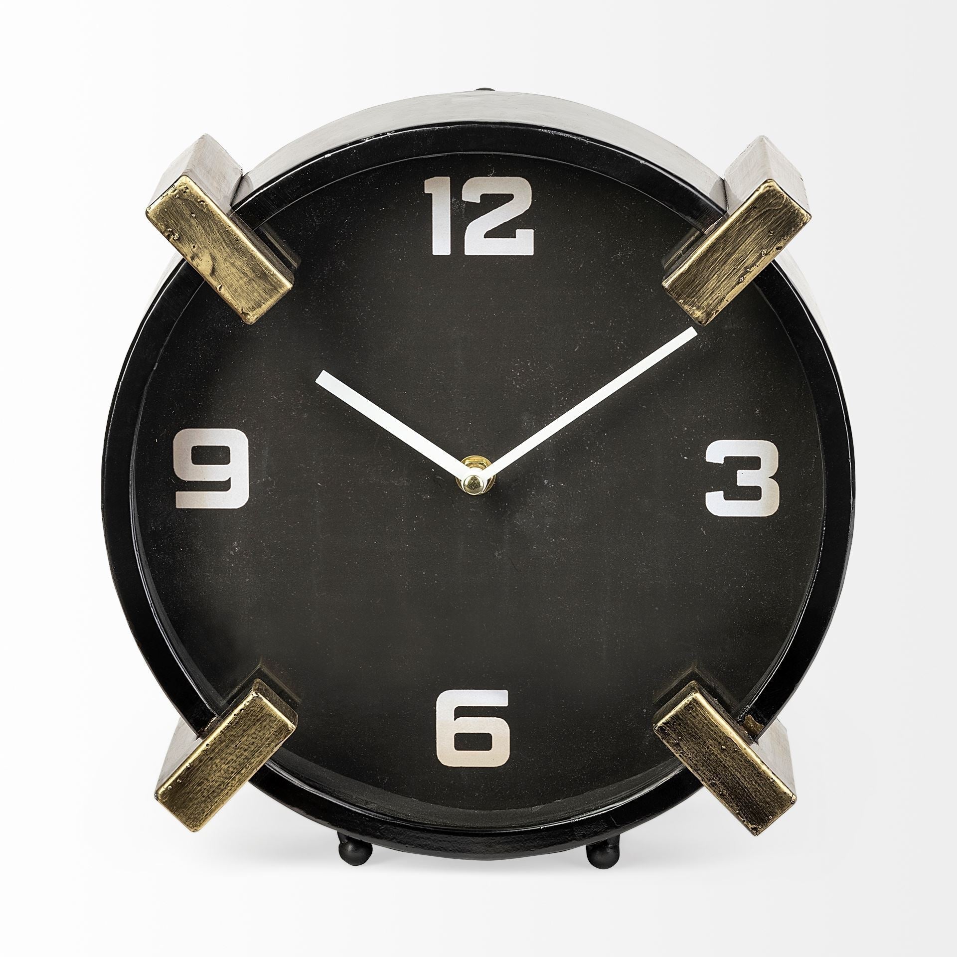 Black Gold Metal Round Desk Table Clock LuxuryLifeWay Online Store