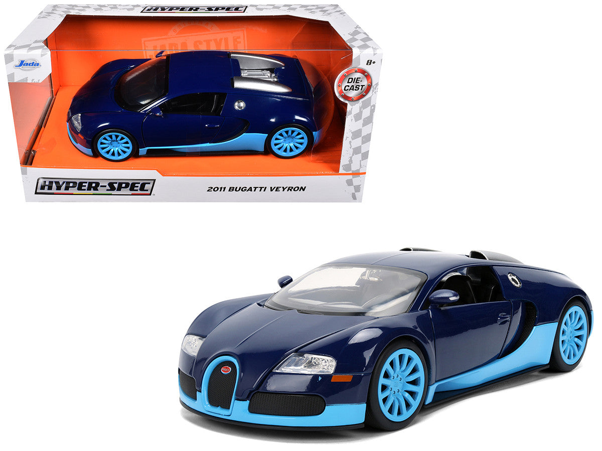 2011 Bugatti Veyron Dark Blue with Light Blue Accents "Hyper-Spec" Series 1/24 Diecast Model Car by Jada LuxuryLifeWay Online Store