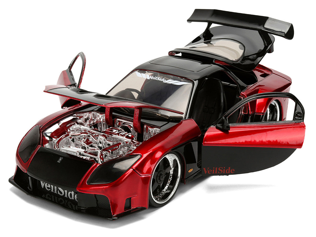 1995 Mazda RX-7 Widebody RHD (Right Hand Drive) "VeilSide" Black and Red Metallic "JDM Tuners" Series 1/24 Diecast Model Car by Jada LuxuryLifeWay Online Store