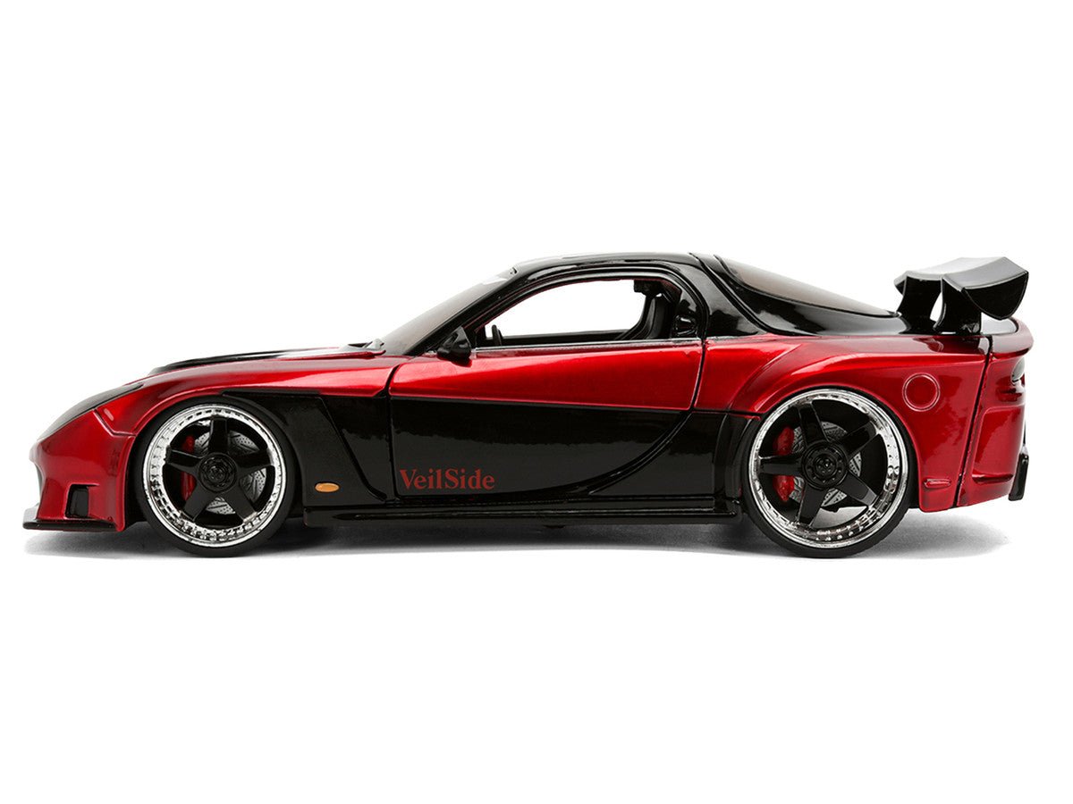 1995 Mazda RX-7 Widebody RHD (Right Hand Drive) "VeilSide" Black and Red Metallic "JDM Tuners" Series 1/24 Diecast Model Car by Jada LuxuryLifeWay Online Store