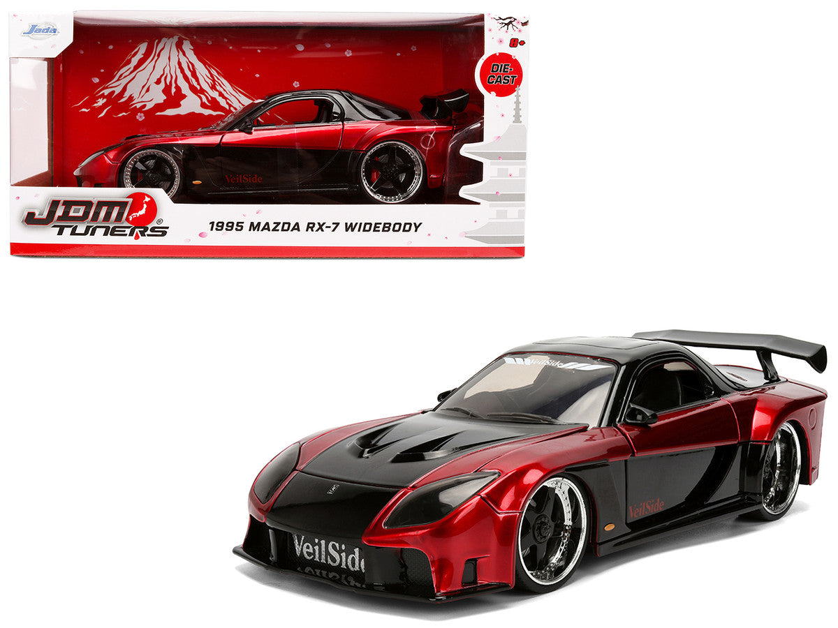 1995 Mazda RX-7 Widebody RHD (Right Hand Drive) "VeilSide" Black and Red Metallic "JDM Tuners" Series 1/24 Diecast Model Car by Jada LuxuryLifeWay Online Store