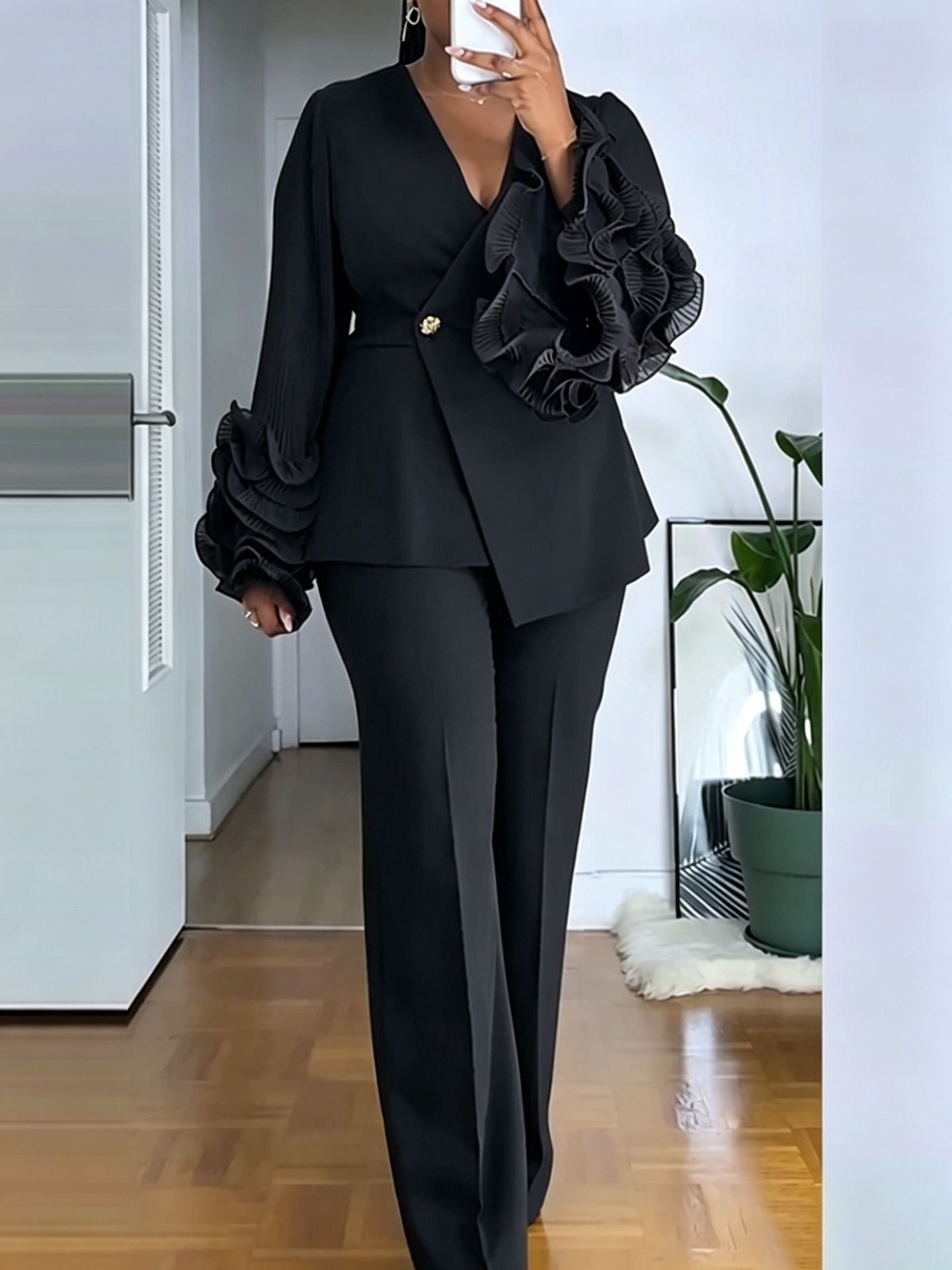 Womens Two-Piece Set With African Lace Trim NorixaFashion.com