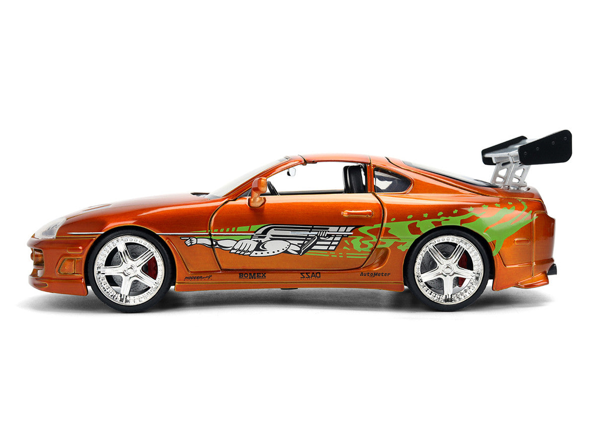 Brian's Toyota Supra Orange Color Brush Finish 25 Years of Fast & Furious Anniversary "The Fast and the Furious" (2001) Movie "Fast & Furious" Series 1/24 Diecast Model Car by Jada LuxuryLifeWay Online Store