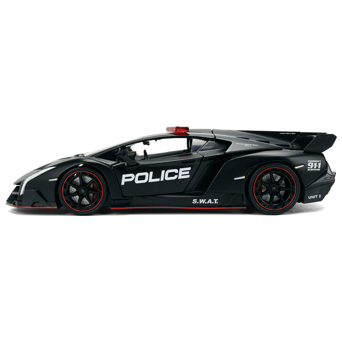 Lamborghini Veneno "Police" Matt Black "Hyper-Spec" Series 1/24 Diecast Model Car by Jada LuxuryLifeWay Online Store