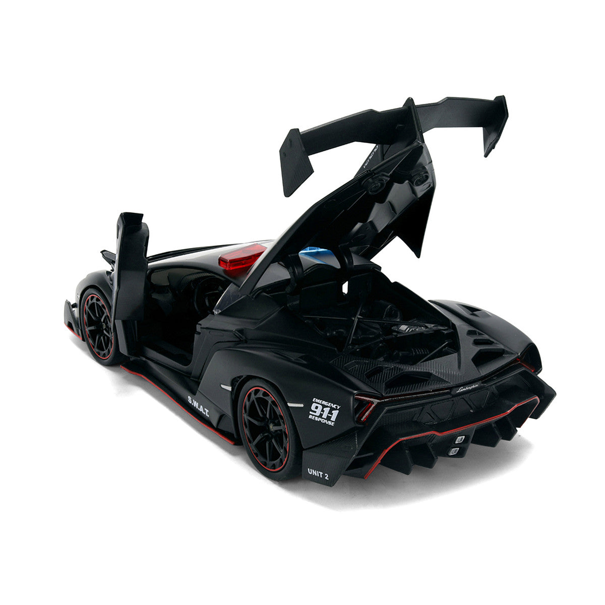 Lamborghini Veneno "Police" Matt Black "Hyper-Spec" Series 1/24 Diecast Model Car by Jada LuxuryLifeWay Online Store