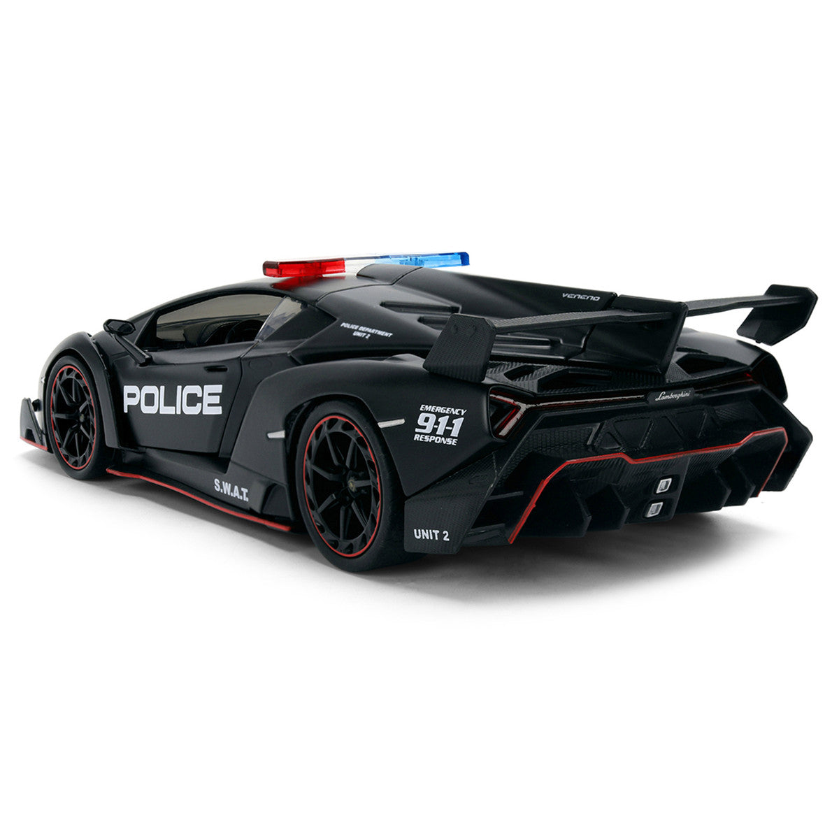 Lamborghini Veneno "Police" Matt Black "Hyper-Spec" Series 1/24 Diecast Model Car by Jada LuxuryLifeWay Online Store