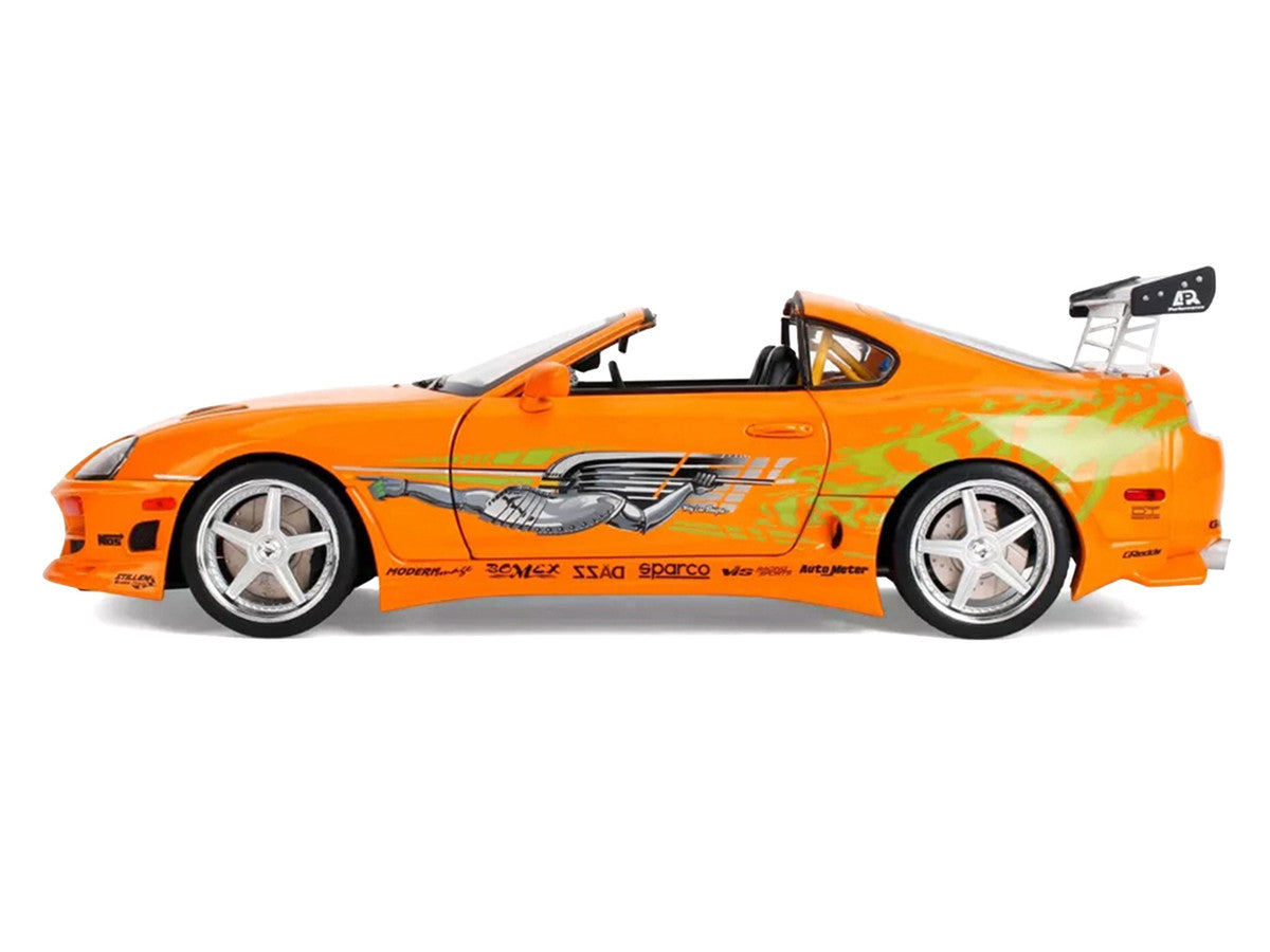 1993 Toyota Supra Orange with Graphics "The Fast and the Furious" (2001) Movie "25 Years of Fast & Furious" Series 1/18 Diecast Model Car by Jada LuxuryLifeWay Online Store