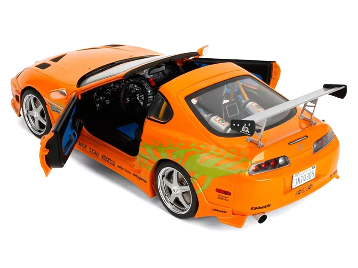 1993 Toyota Supra Orange with Graphics "The Fast and the Furious" (2001) Movie "25 Years of Fast & Furious" Series 1/18 Diecast Model Car by Jada LuxuryLifeWay Online Store