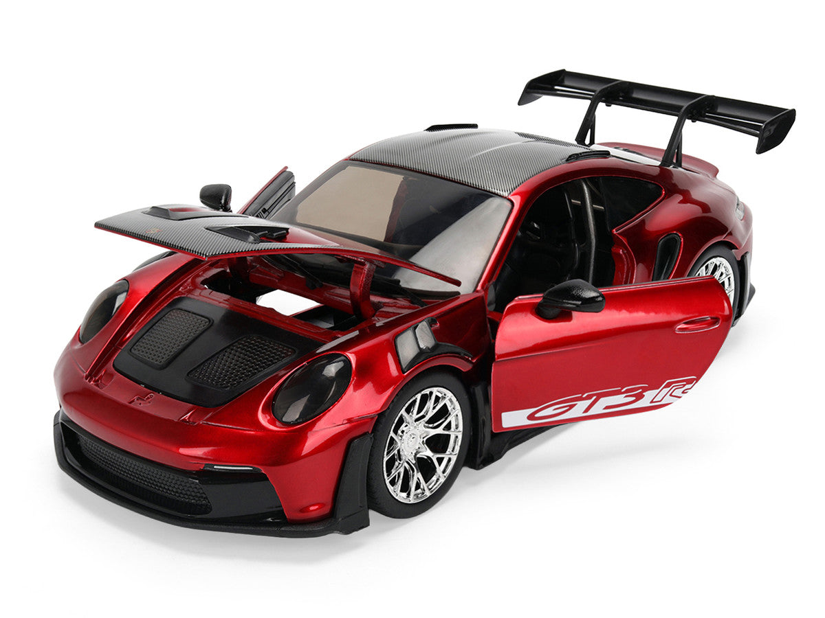 Porsche 911 (992) GT3 RS Red Chrome with Carbon Top and Hood Stripes "Hyper-Spec" Series 1/24 Diecast Model Car by Jada LuxuryLifeWay Online Store