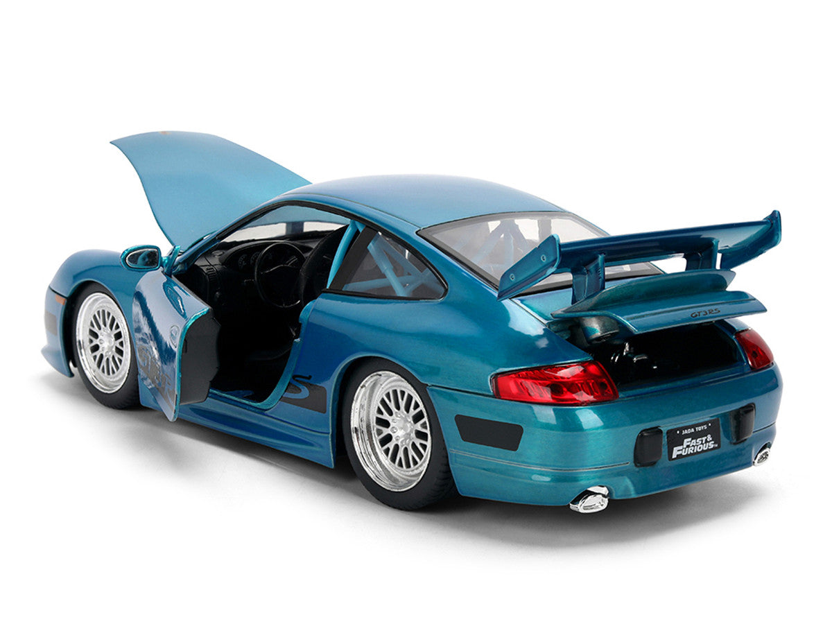 Porsche 911 GT3 RS (996) Blue Color Brush Finish "Fast Five" (2011) Movie "25 Years of Fast & Furious" Series 1/24 Diecast Model Car by Jada LuxuryLifeWay Online Store