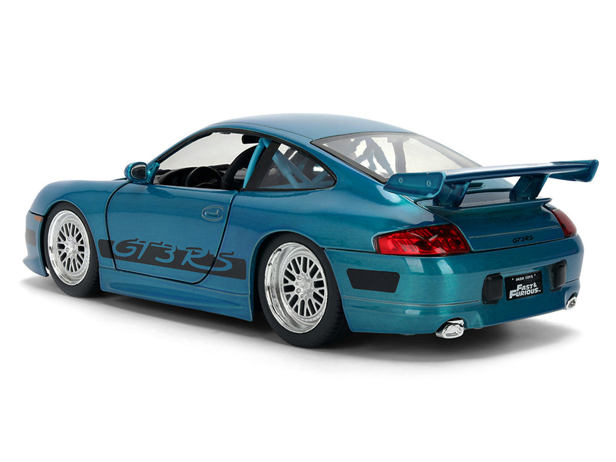 Porsche 911 GT3 RS (996) Blue Color Brush Finish "Fast Five" (2011) Movie "25 Years of Fast & Furious" Series 1/24 Diecast Model Car by Jada LuxuryLifeWay Online Store