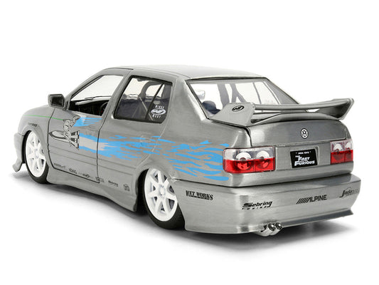 Volkswagen Jetta Raw Metal Color Brush Finish "The Fast and the Furious" (2001) Movie "25 Years of Fast & Furious" Series 1/24 Diecast Model Car by Jada LuxuryLifeWay Online Store