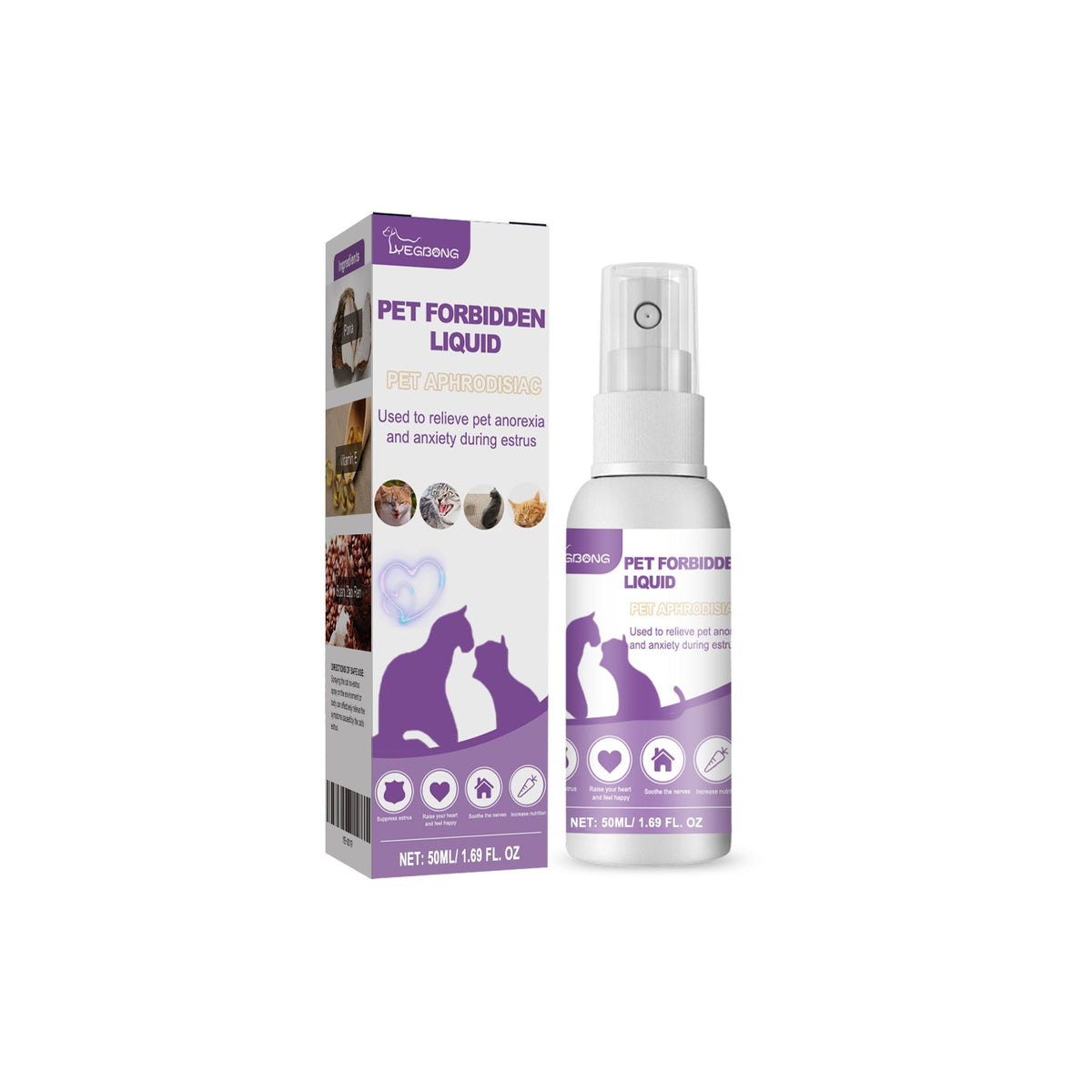 Improve Oestrus, Anxiety, Restrain Sexual Desire, Recuperate Spray, Cat And Dog Special Pet Estrus Inhibiting Liquid 50ml, 1 Box Tri Light Beauty