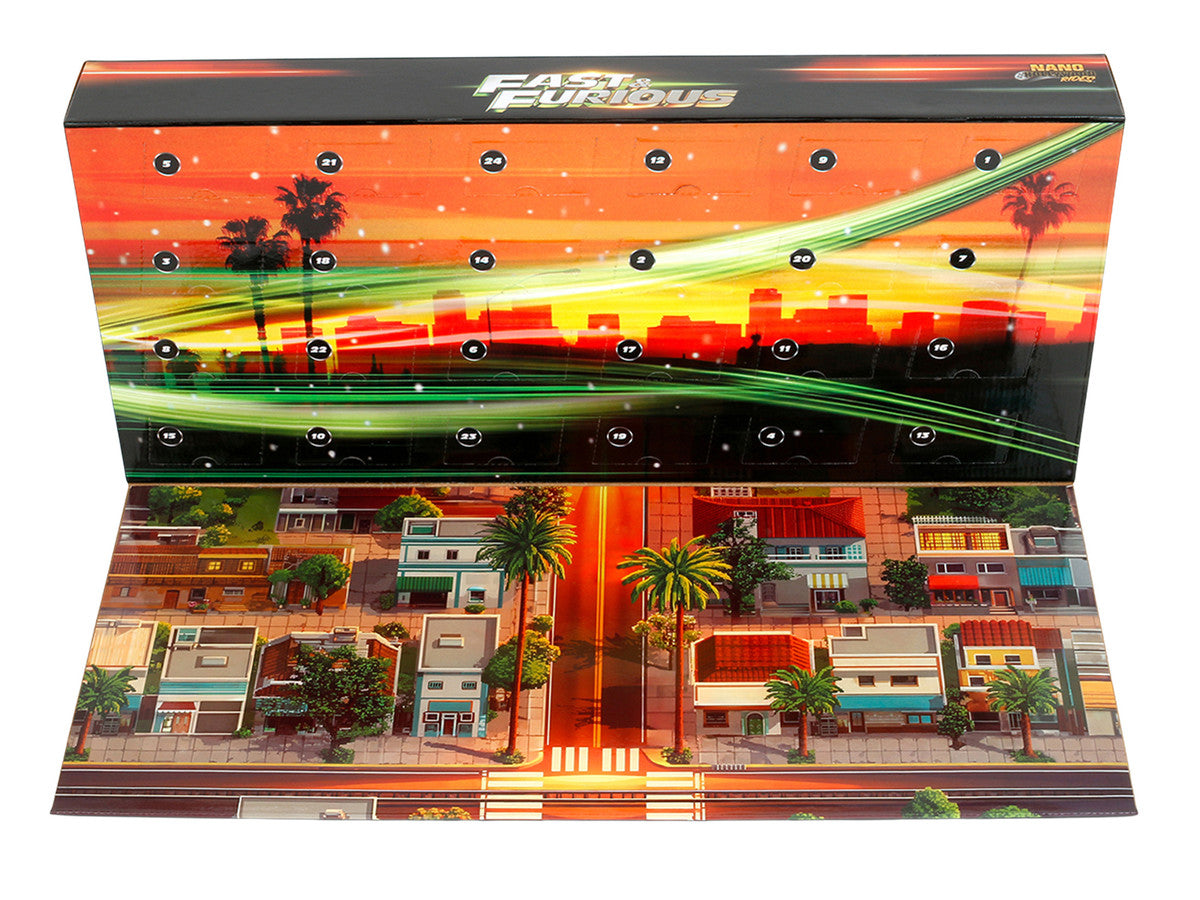 25 Years of Fast & Furious Advent Calendar Set of 24 Nano Cars "Nano Hollywood Rides" Series Diecast Model Cars by Jada LuxuryLifeWay Online Store