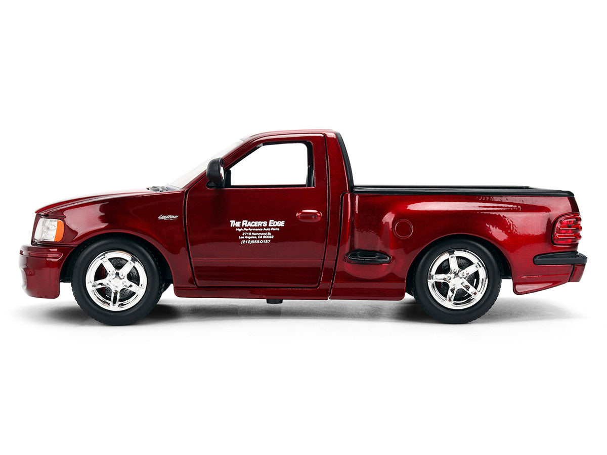 Ford F-150 SVT Lightning Pickup Truck Red Color Brush Finish "The Fast and the Furious" (2001) Movie "25 Years of Fast & Furious" Series 1/24 Diecast Model Car by Jada LuxuryLifeWay Online Store