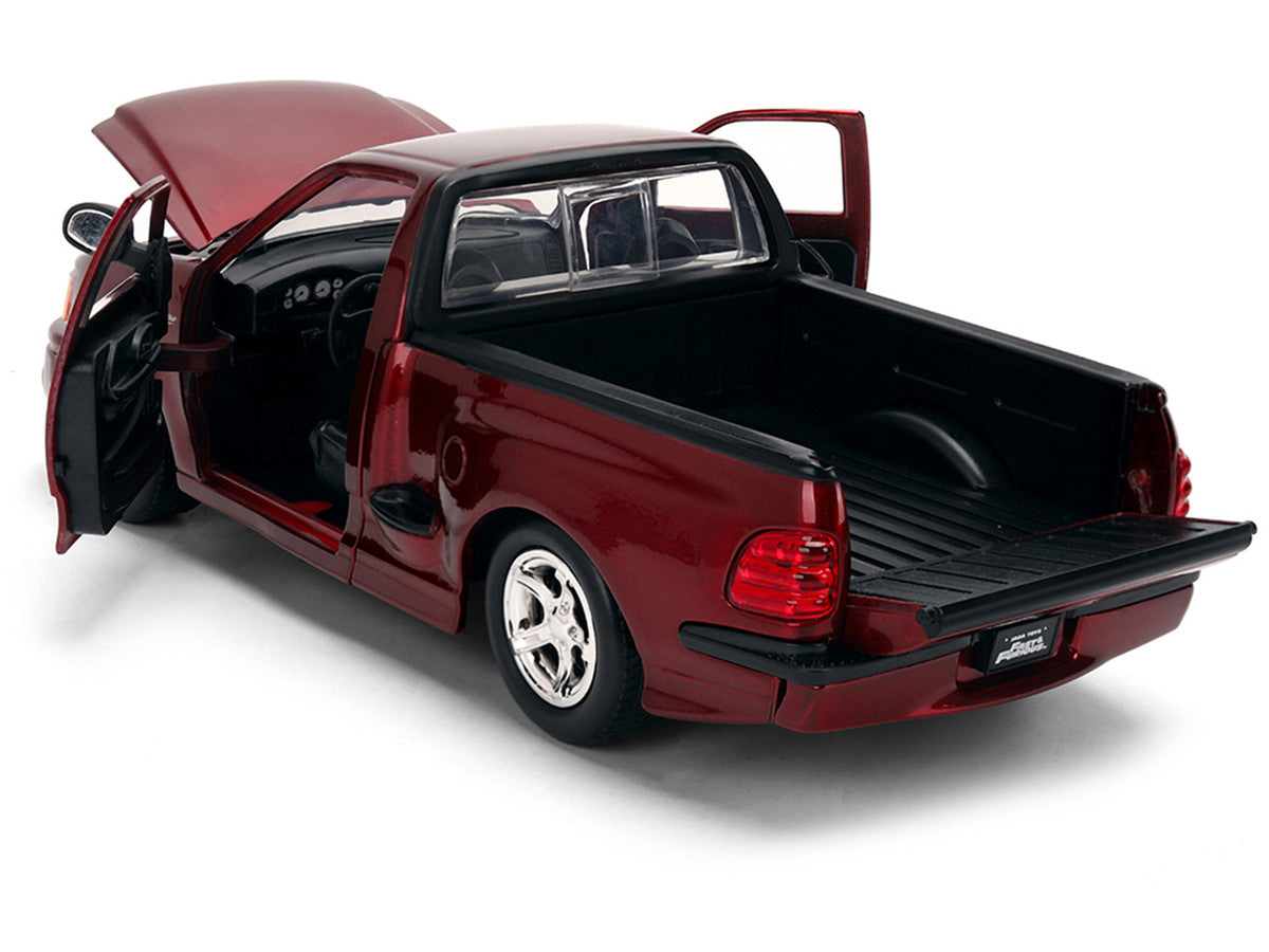 Ford F-150 SVT Lightning Pickup Truck Red Color Brush Finish "The Fast and the Furious" (2001) Movie "25 Years of Fast & Furious" Series 1/24 Diecast Model Car by Jada LuxuryLifeWay Online Store