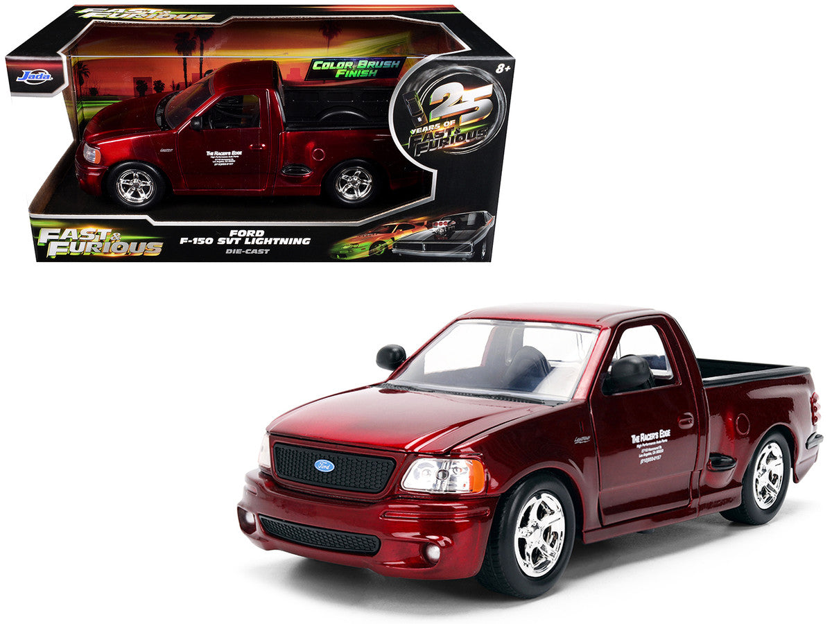 Ford F-150 SVT Lightning Pickup Truck Red Color Brush Finish "The Fast and the Furious" (2001) Movie "25 Years of Fast & Furious" Series 1/24 Diecast Model Car by Jada LuxuryLifeWay Online Store