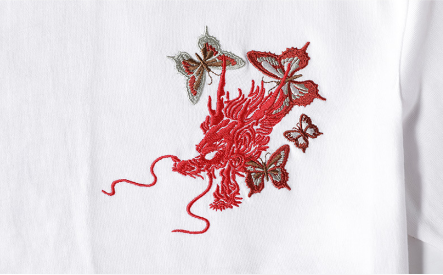 Summer Youth Embroidered Dragon T-Shirt for Men Pi-Mart
