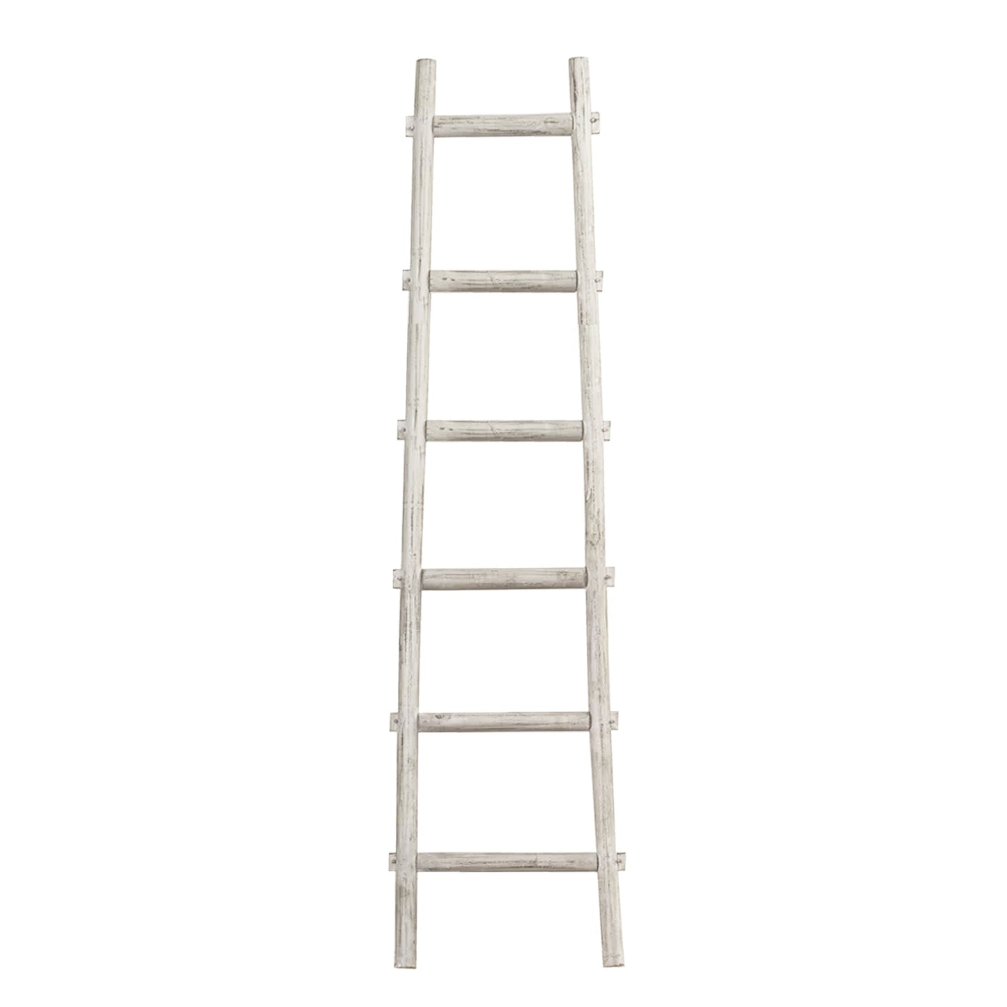 72" White Rustic Six Step Wood Ladder Shelf LuxuryLifeWay Online Store