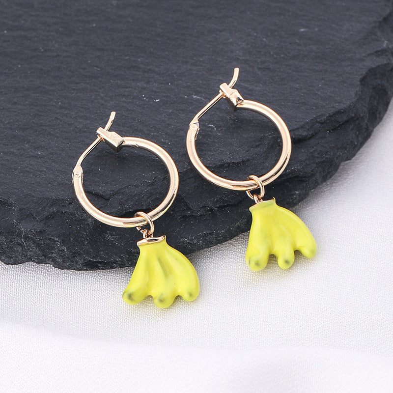 Fruit Banana Earrings S925 Silver Post LadyShow.Store