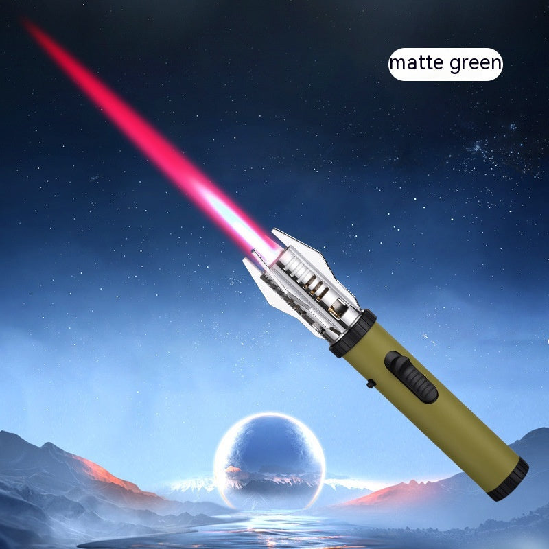 Fierce Fire Inflatable Spray Gun Direct Red Flame One-click Lock Fire Metal Lighter