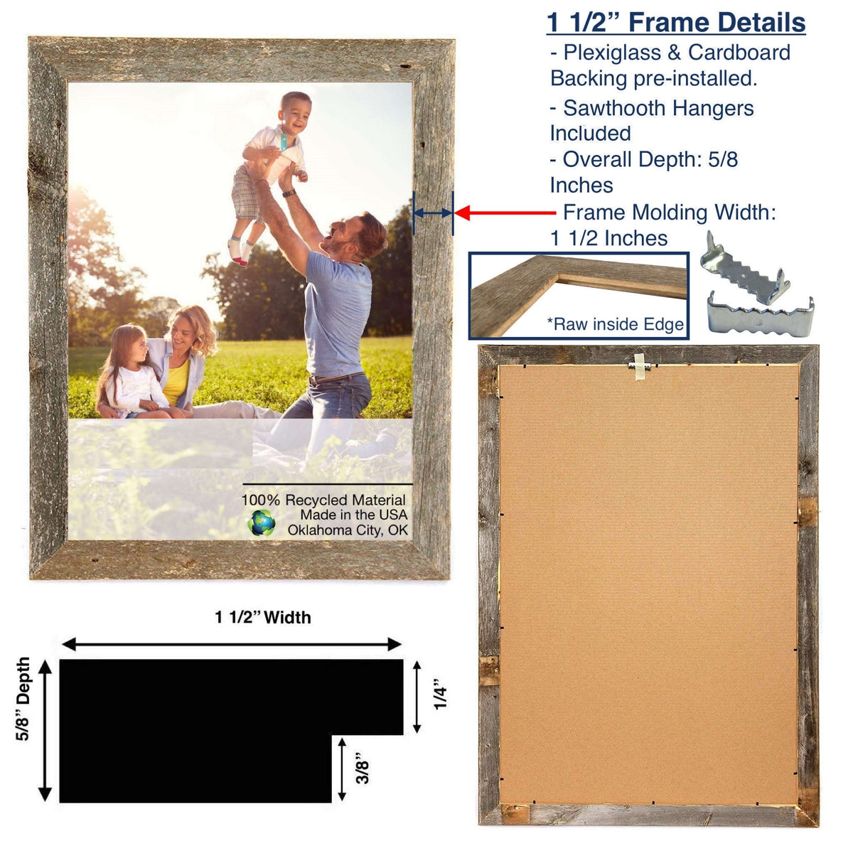 18X24 Rustic Smoky Black Picture Frame With Plexiglass Holder LuxuryLifeWay Online Store