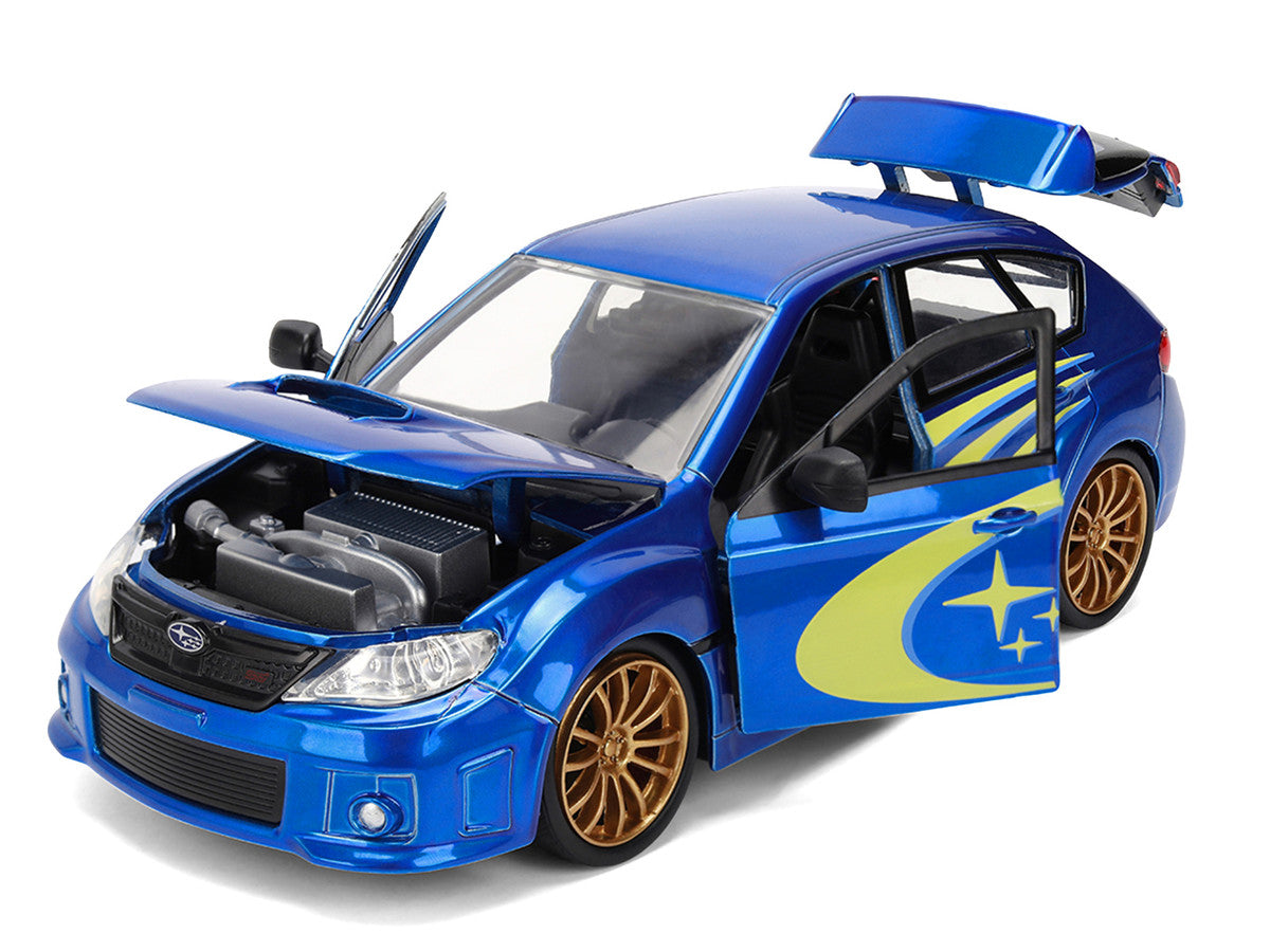 2012 Subaru Impreza WRX STI Blue Metallic with Yellow Graphics "JDM Tuners" Series 1/24 Diecast Car Model by Jada LuxuryLifeWay Online Store