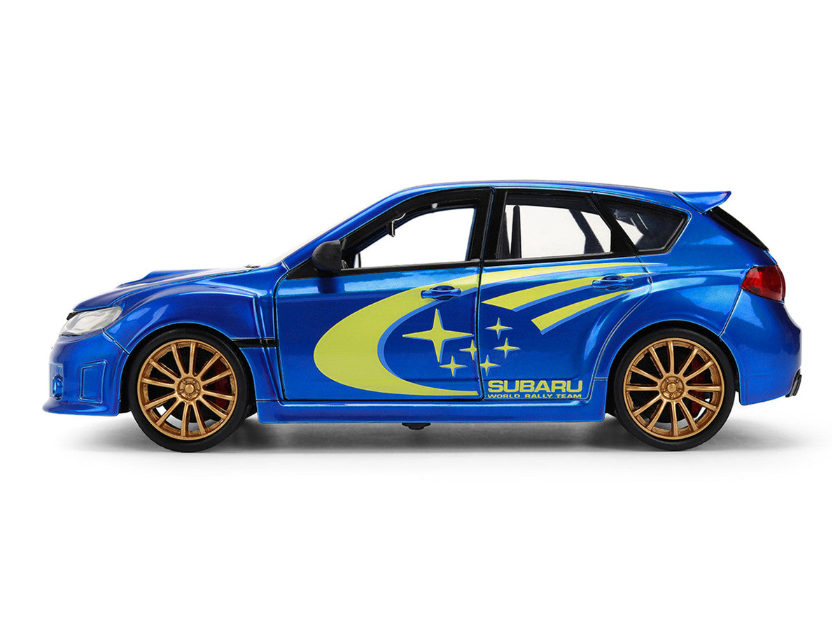2012 Subaru Impreza WRX STI Blue Metallic with Yellow Graphics "JDM Tuners" Series 1/24 Diecast Car Model by Jada LuxuryLifeWay Online Store