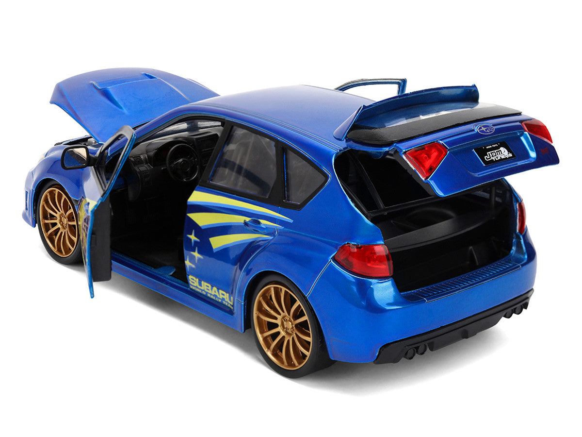2012 Subaru Impreza WRX STI Blue Metallic with Yellow Graphics "JDM Tuners" Series 1/24 Diecast Car Model by Jada LuxuryLifeWay Online Store