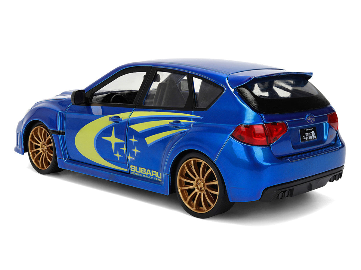 2012 Subaru Impreza WRX STI Blue Metallic with Yellow Graphics "JDM Tuners" Series 1/24 Diecast Car Model by Jada LuxuryLifeWay Online Store