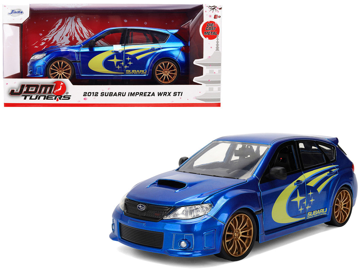 2012 Subaru Impreza WRX STI Blue Metallic with Yellow Graphics "JDM Tuners" Series 1/24 Diecast Car Model by Jada LuxuryLifeWay Online Store