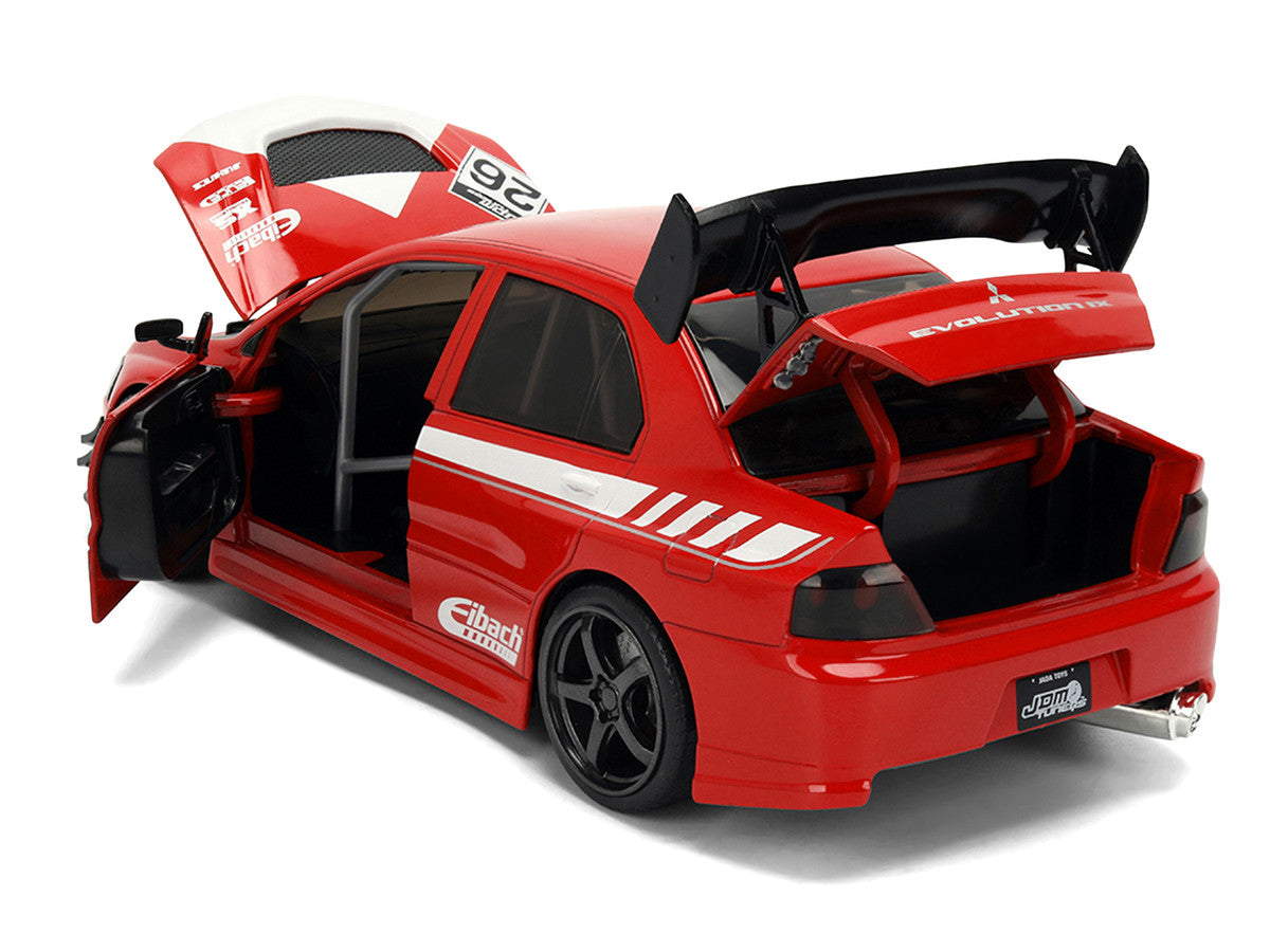 2006 Mitsubishi Lancer Evolution IX RHD (Right Hand Drive) #26 Red with White Graphics "JDM Tuners" Series 1/24 Diecast Model Car by Jada LuxuryLifeWay Online Store